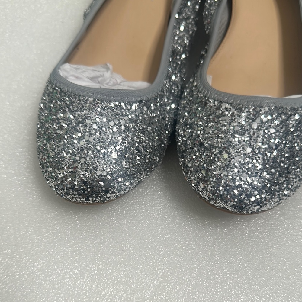 J crew Silver Glitter Ballet Flats size 9 - Picture 3 of 6